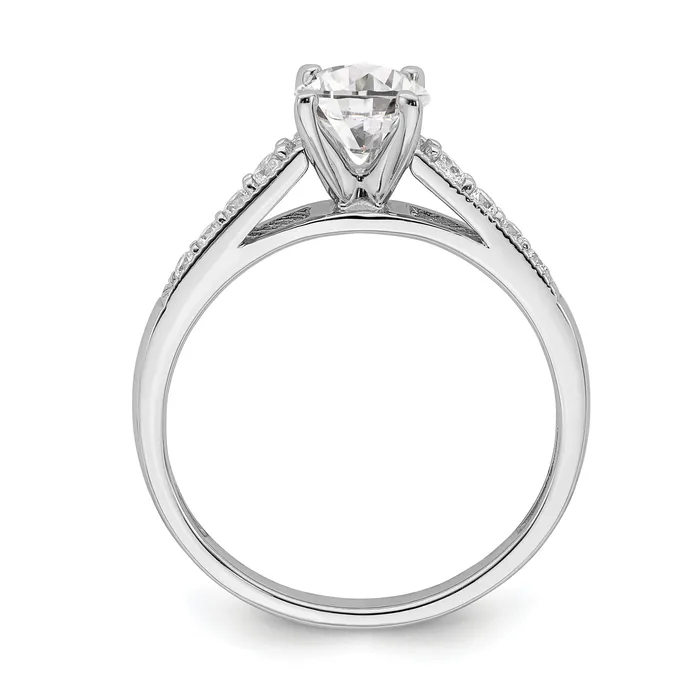 100ct CZ Solid Real 14k White Polish 1ct Round Engagement Dia Ring Goldia Rings