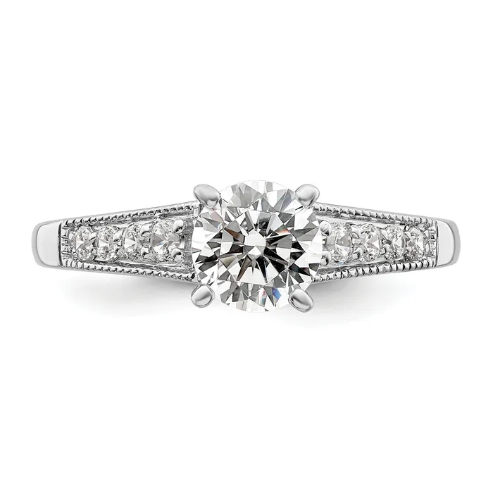 100ct CZ Solid Real 14k White Polish 1ct Round Engagement Dia Ring Goldia Rings