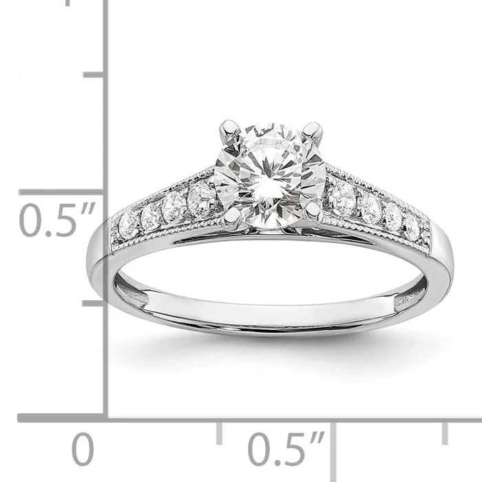 100ct CZ Solid Real 14k White Polish 1ct Round Engagement Dia Ring Goldia Rings