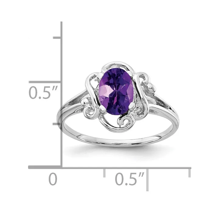 14k White Gold 7x5mm Oval Amethyst ring Goldia Rings