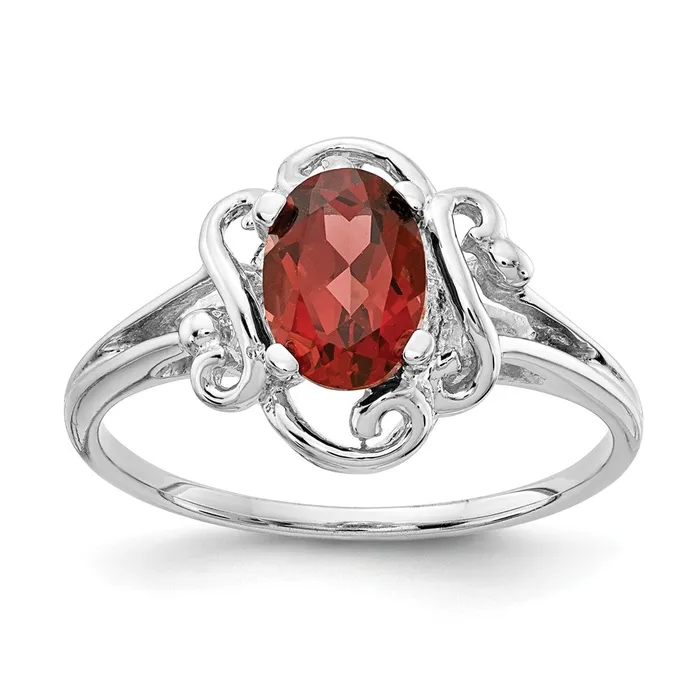 14k White Gold Garnet ring Goldia Rings