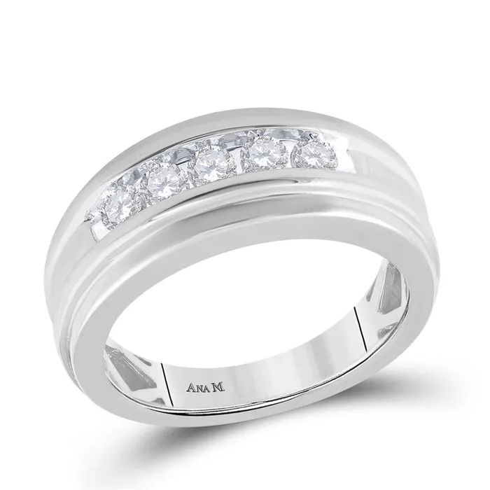 gndatlanta Rings 14k White Gold Round Diamond Wedding Band 12 Cttw