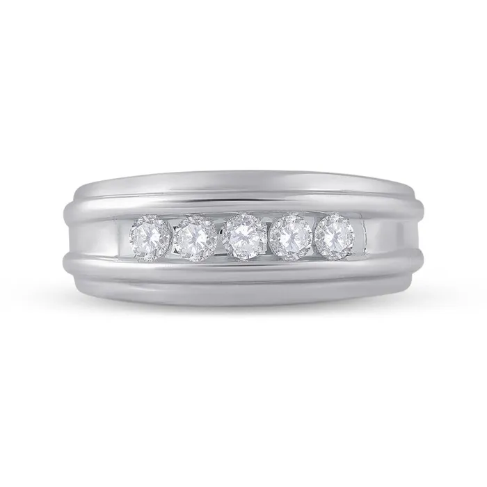 gndatlanta Rings 14k White Gold Round Diamond Wedding Band 12 Cttw