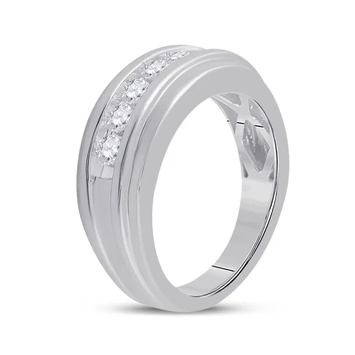 gndatlanta Rings 14k White Gold Round Diamond Wedding Band 12 Cttw