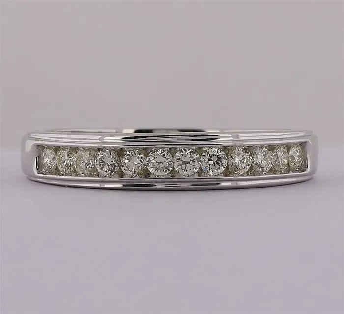 gndatlanta Rings 14k White Gold Round Diamond Wedding ChannelSet Band Ring 12 Ctw gndatlanta Rings 14k White Gold Round Diamond Wedding ChannelSet Band Ring 12 Ctw