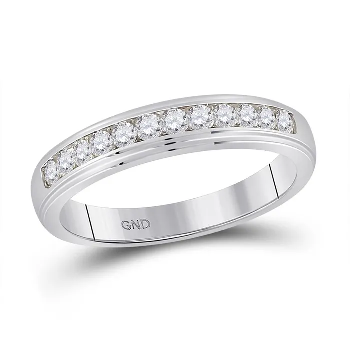gndatlanta Rings 14k White Gold Round Diamond Wedding ChannelSet Band Ring 12 Ctw