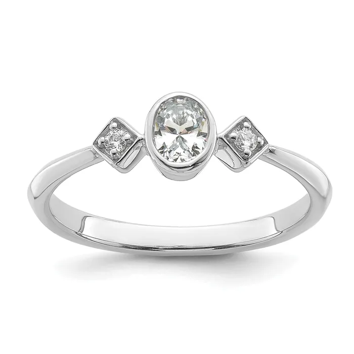 Goldia 024ct CZ Solid Real 14k White Gold Polish Petite Oval Complete Dia Ring Rings Goldia 024ct CZ Solid Real 14k White Gold Polish Petite Oval Complete Dia Ring Rings