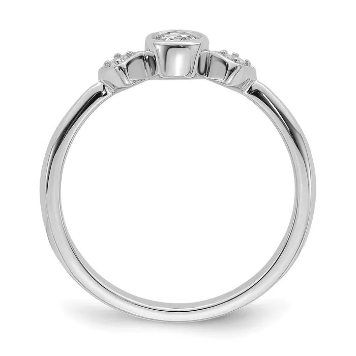 Goldia 024ct CZ Solid Real 14k White Gold Polish Petite Oval Complete Dia Ring Rings