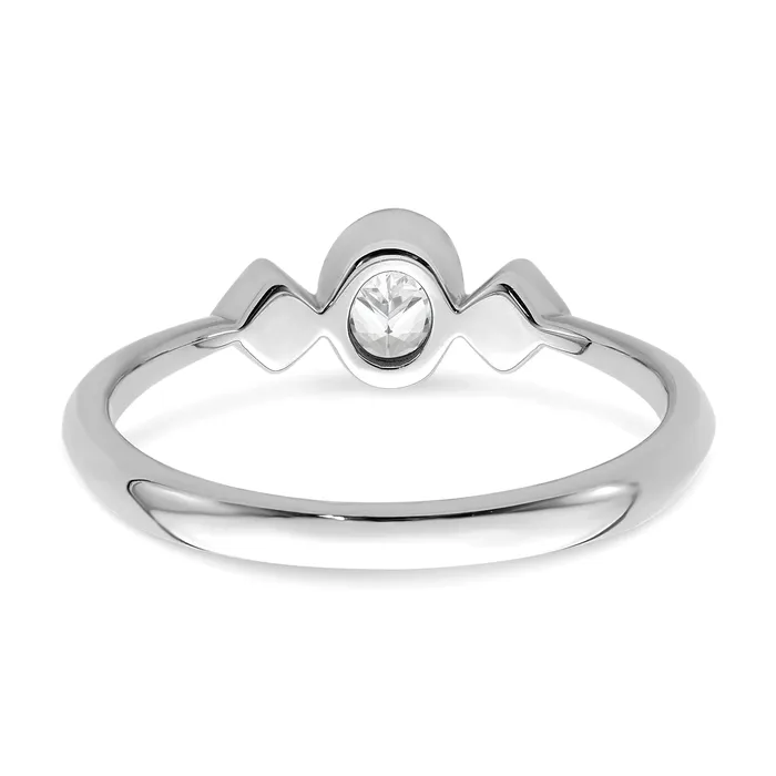 Goldia 024ct CZ Solid Real 14k White Gold Polish Petite Oval Complete Dia Ring Rings