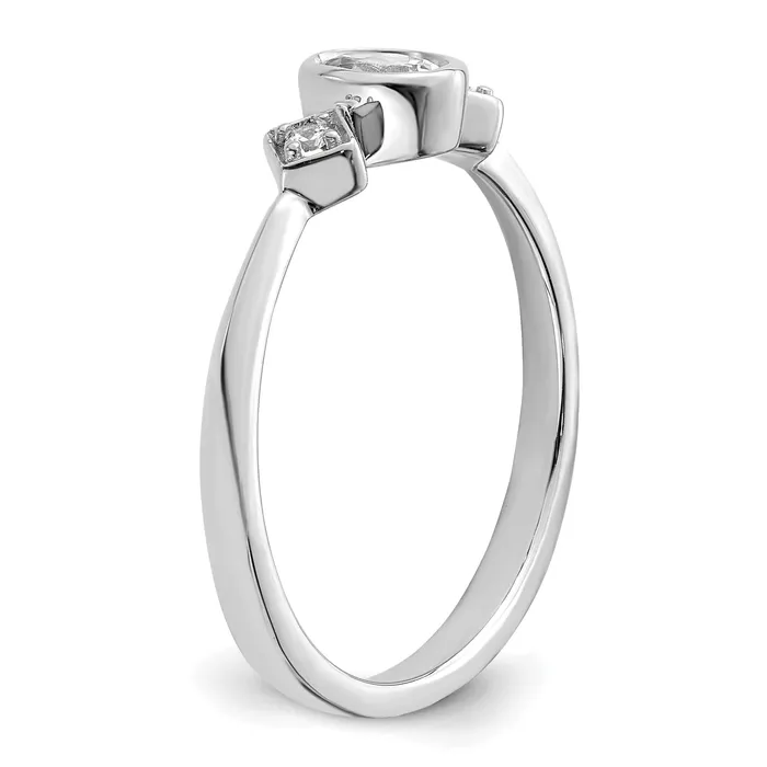 Goldia 024ct CZ Solid Real 14k White Gold Polish Petite Oval Complete Dia Ring Rings