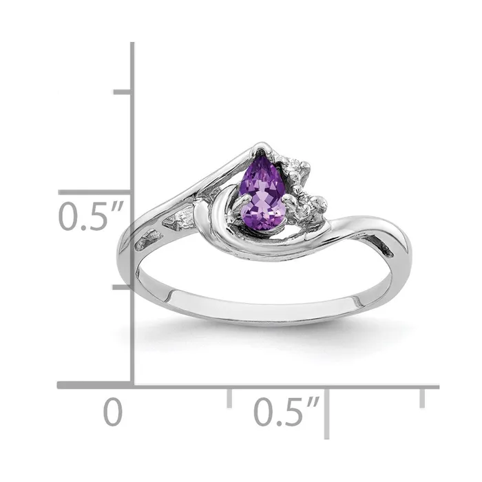 Goldia 14k White Gold 5x3mm Pear Amethyst A Real Diamond ring Rings