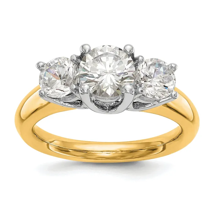 Goldia Rings 025ct CZ Solid Real 14K Twotone 3Stone Engagement Ring