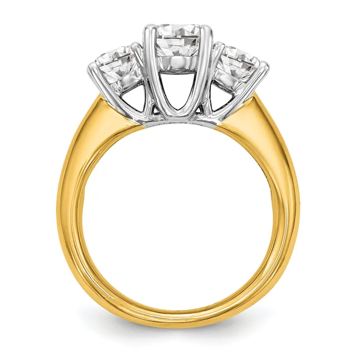 Goldia Rings 025ct CZ Solid Real 14K Twotone 3Stone Engagement Ring
