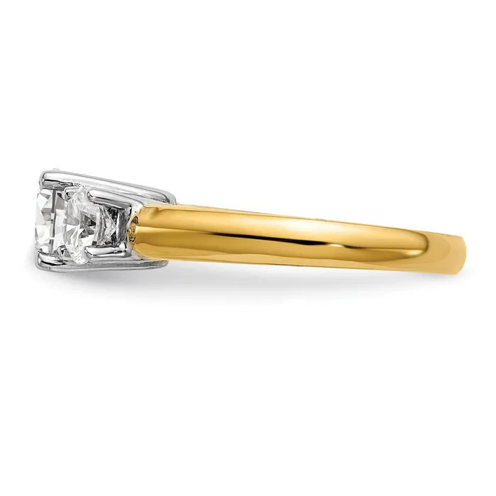 Goldia Rings 025ct CZ Solid Real 14K Twotone 3Stone Engagement Ring