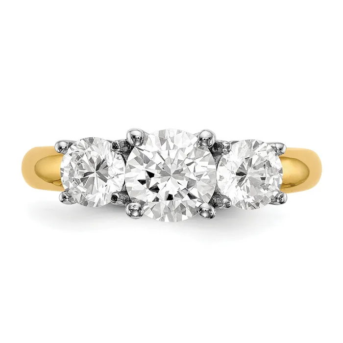 Goldia Rings 025ct CZ Solid Real 14K Twotone 3Stone Engagement Ring