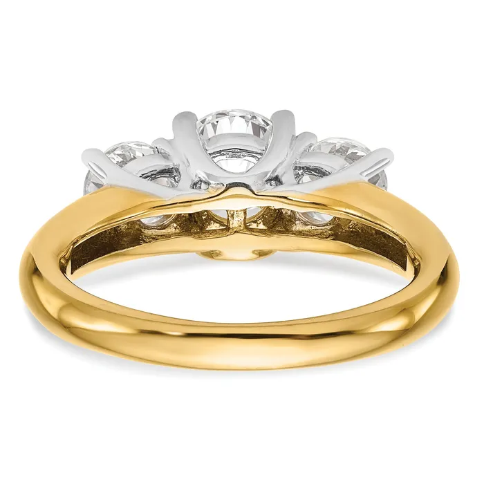 Goldia Rings 025ct CZ Solid Real 14K Twotone 3Stone Engagement Ring