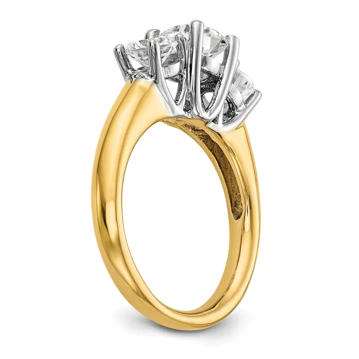 Goldia Rings 025ct CZ Solid Real 14K Twotone 3Stone Engagement Ring