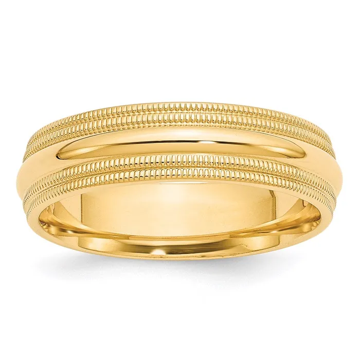 Goldia Rings Solid 10K Yellow Gold 6mm Double Milgrain Comfort Fit MensWomens Wedding Band Ring Size 125 Goldia Rings Solid 10K Yellow Gold 6mm Double Milgrain Comfort Fit MensWomens Wedding Band Ring Size 125