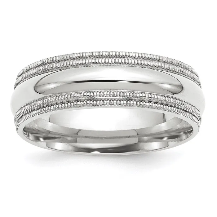 Goldia Rings Solid 14K White Gold 7mm Double Milgrain Comfort Fit MensWomens Wedding Band Ring Size 85 Goldia Rings Solid 14K White Gold 7mm Double Milgrain Comfort Fit MensWomens Wedding Band Ring Size 85
