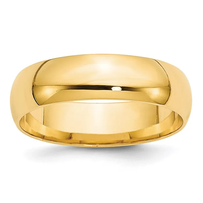 Goldia Rings Solid 14K Yellow Gold 6mm Light Weight Comfort Fit MensWomens Wedding Band Ring Size 95