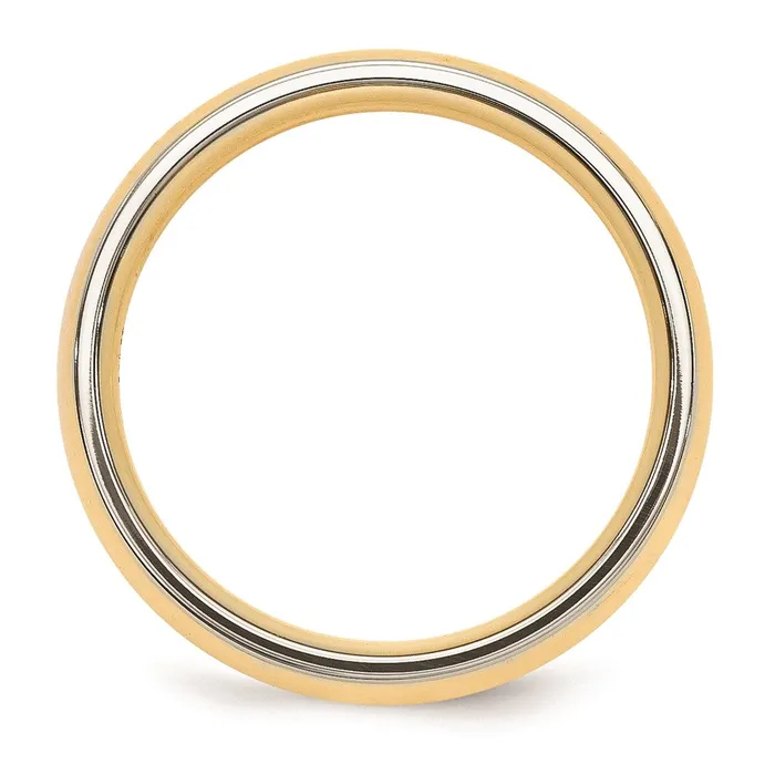 Goldia Rings Solid 14K Yellow Gold TwoTone 6mm Domed Size 5 Wedding MensWomens Wedding Band Ring