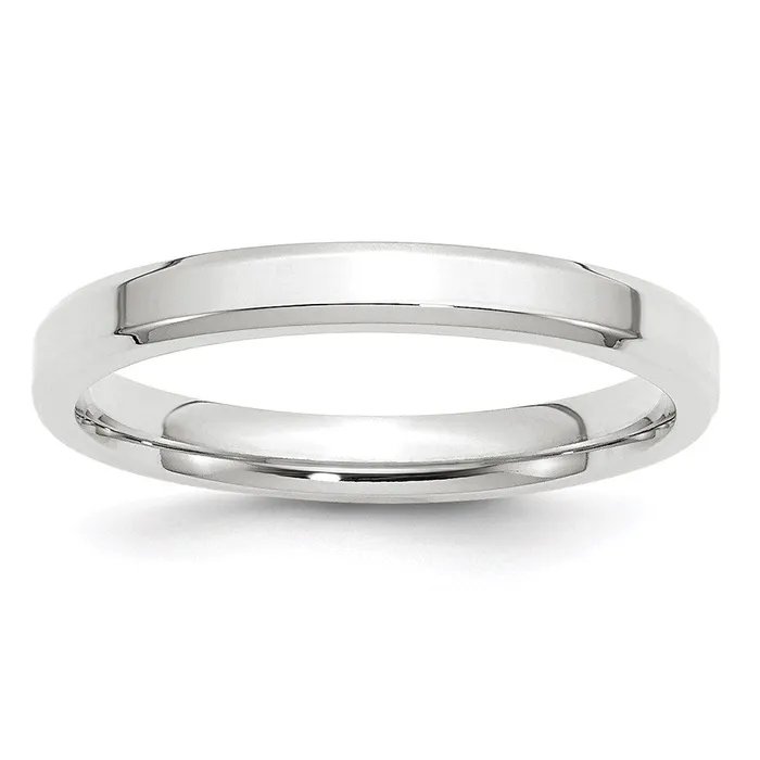 Goldia Rings Solid 18K White Gold 3mm Bevel Edge Comfort Fit MensWomens Wedding Band Ring Size 4 Goldia Rings Solid 18K White Gold 3mm Bevel Edge Comfort Fit MensWomens Wedding Band Ring Size 4