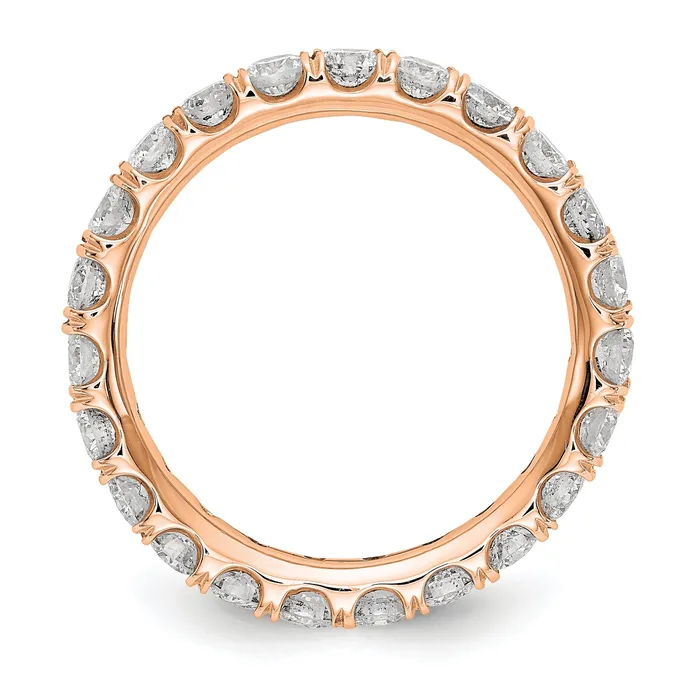 Goldia Solid Real 14k Rose Gold Polished U Shared Prong 2ct CZ Eternity Wedding Band Ring Rings