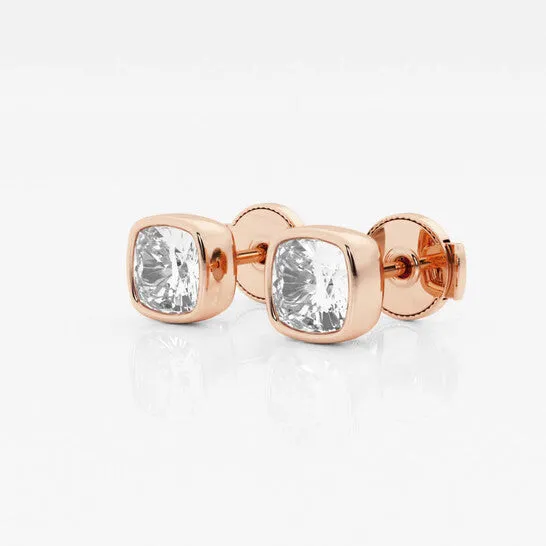 Original Brilliant Diamond 14KT Rose Gold 1 12 cttw CushionCut Lab Grown Diamond Bezel Set Solitaire Stud Earrings for Women GVSSI JMS always Earrings Original Brilliant Diamond 14KT Rose Gold 1 12 cttw CushionCut Lab Grown Diamond Bezel Set Solitaire Stud Earrings for Women GVSSI JMS always Earrings