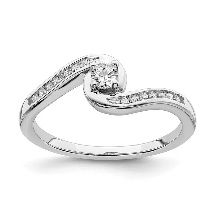 Rings 14K White Gold Real Diamond Engagement Ring Goldia