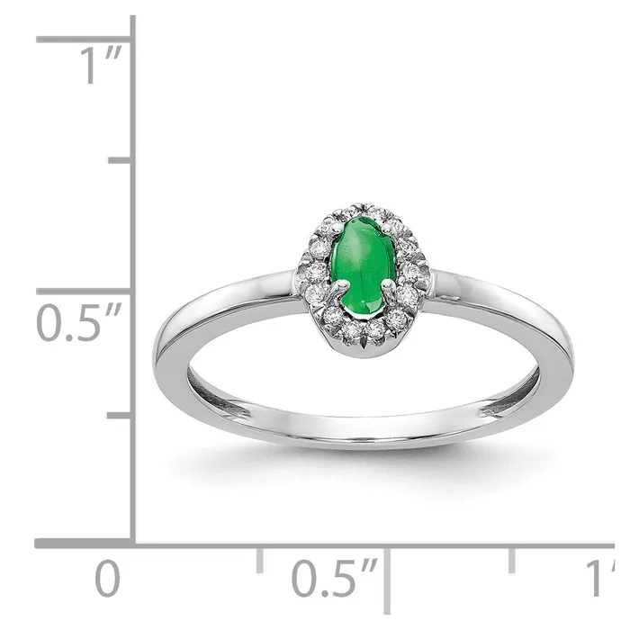 Rings 14k White Gold Real Diamond u0026 Cabochon Emerald Ring Goldia