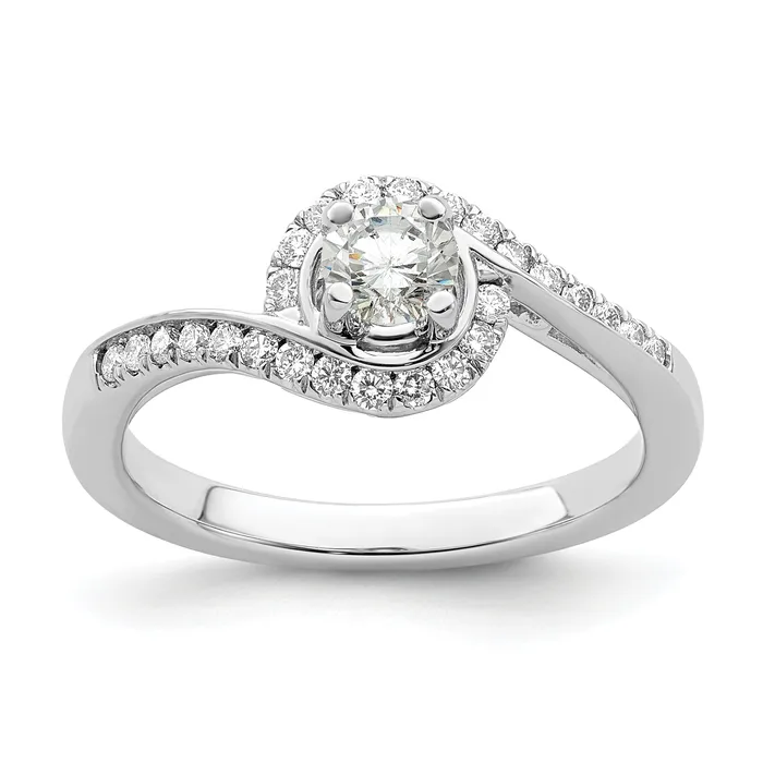 Rings Goldia 050ct CZ Solid Real 14k White Gold Round ByPass Engagement Ring Rings Goldia 050ct CZ Solid Real 14k White Gold Round ByPass Engagement Ring