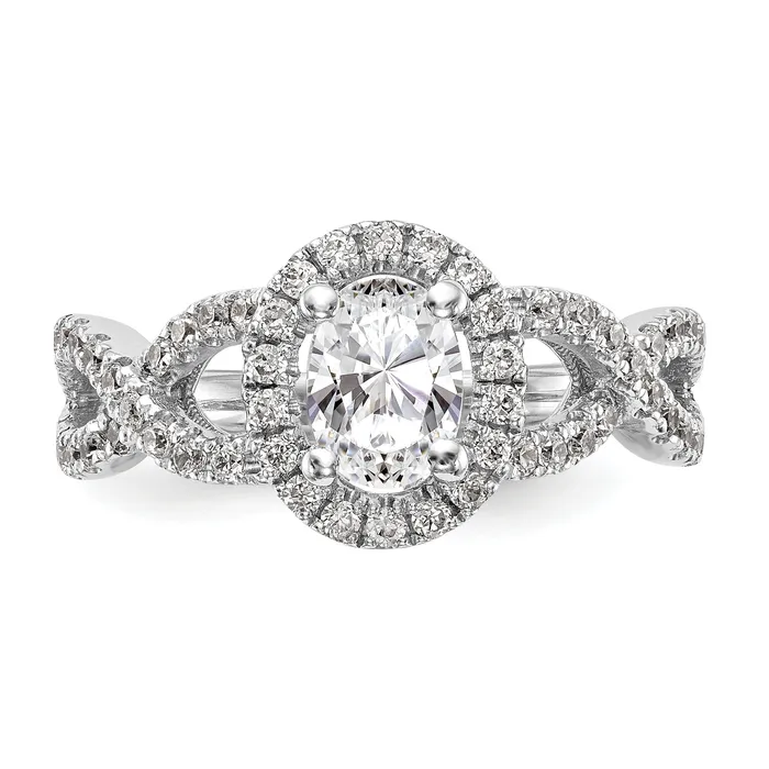 Rings Goldia 100ct CZ Solid Real 14K White Gold Oval Oval Halo Engagement Ring