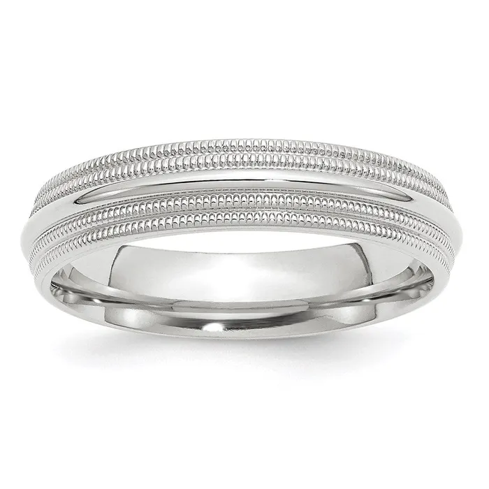 Rings Goldia Solid 14K White Gold 5mm Double Milgrain Comfort Fit MensWomens Wedding Band Ring Size 105 Rings Goldia Solid 14K White Gold 5mm Double Milgrain Comfort Fit MensWomens Wedding Band Ring Size 105