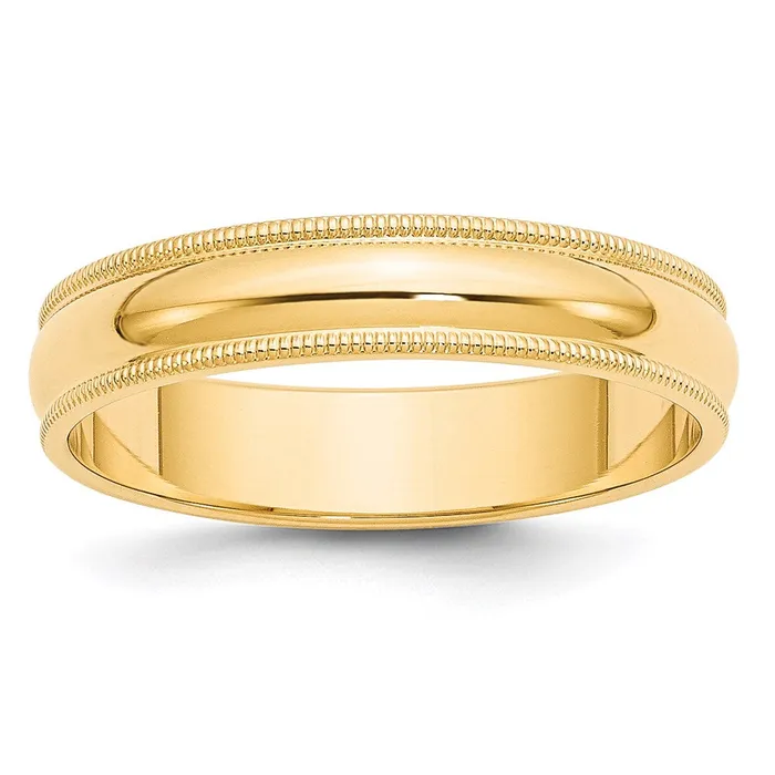 Solid 10K Yellow Gold 5mm Milgrain HalfRound Wedding MensWomens Wedding Band Ring Size 5 Goldia Rings