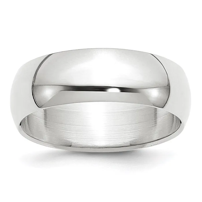Solid 18K White Gold 7mm Half Round MensWomens Wedding Band Ring Size 14 Goldia Rings Solid 18K White Gold 7mm Half Round MensWomens Wedding Band Ring Size 14 Goldia Rings