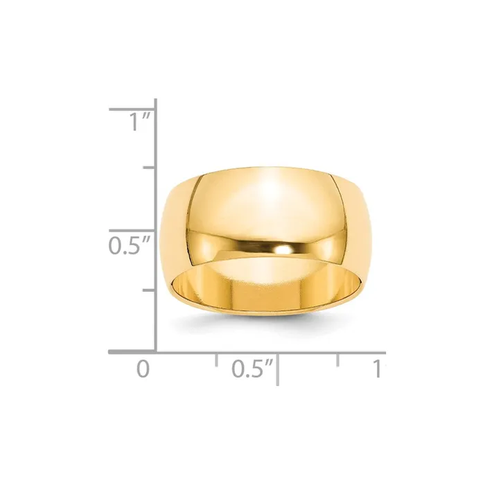 Solid 18K Yellow Gold 10mm Half Round MensWomens Wedding Band Ring Size 13 Goldia Rings