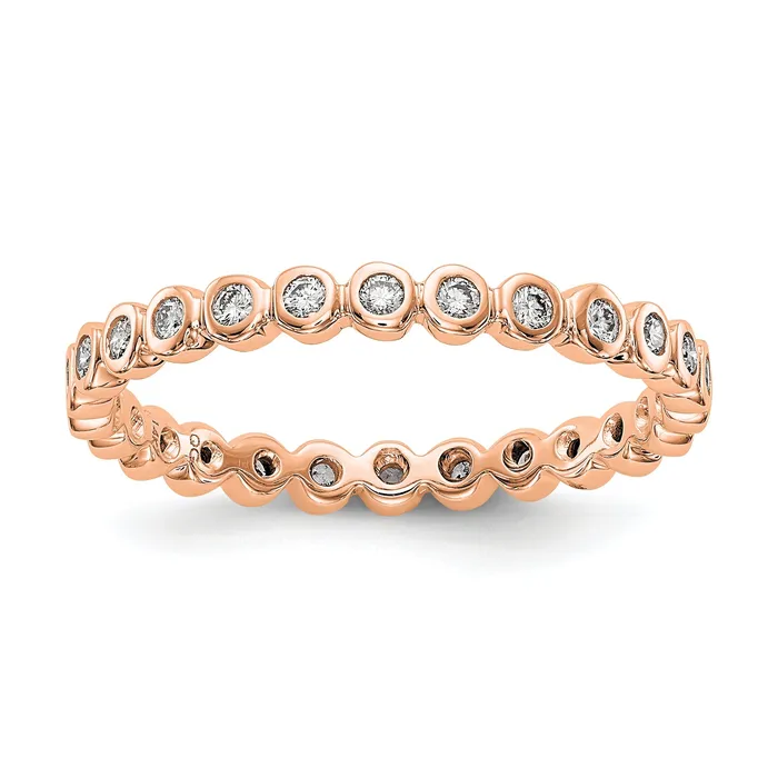 Solid Real 14k Rose Gold Polished 13ct Bezel Set CZ Eternity Wedding Band Ring Goldia Rings Solid Real 14k Rose Gold Polished 13ct Bezel Set CZ Eternity Wedding Band Ring Goldia Rings
