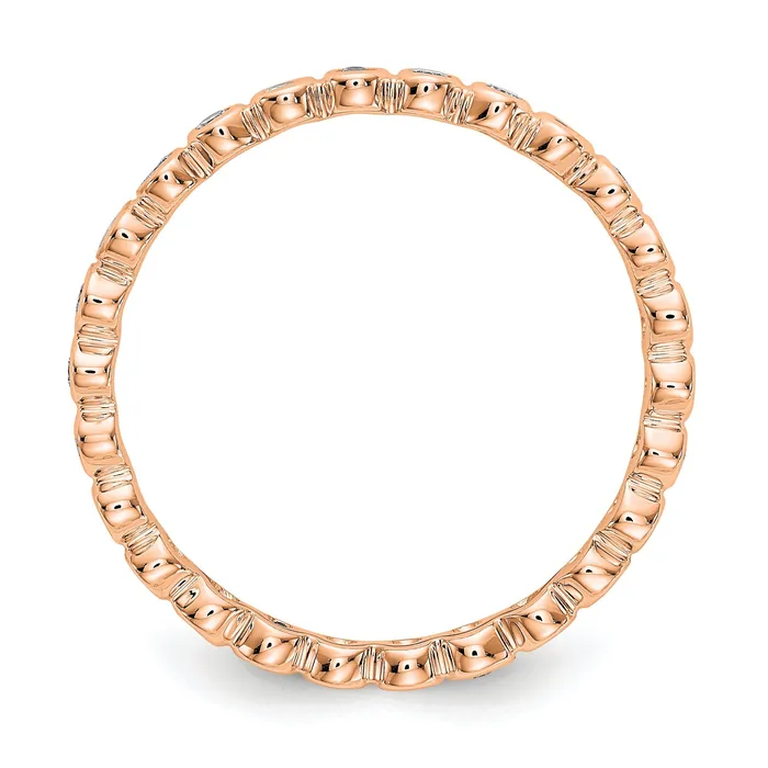 Solid Real 14k Rose Gold Polished 13ct Bezel Set CZ Eternity Wedding Band Ring Goldia Rings