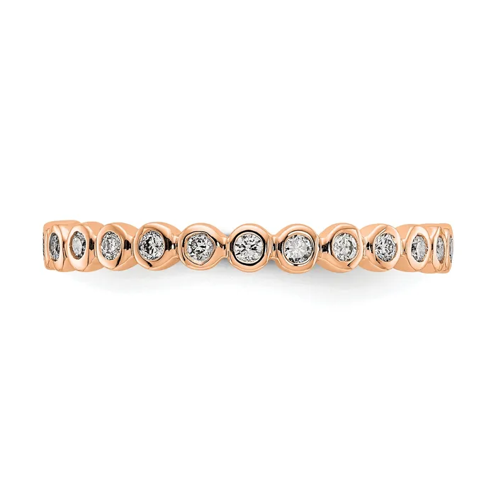 Solid Real 14k Rose Gold Polished 13ct Bezel Set CZ Eternity Wedding Band Ring Goldia Rings