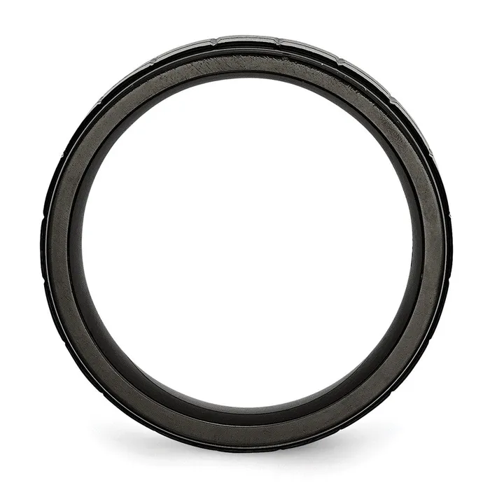 Rings TreasureFineJewelers Titanium Brushed Center Black IPplated 9mm Band