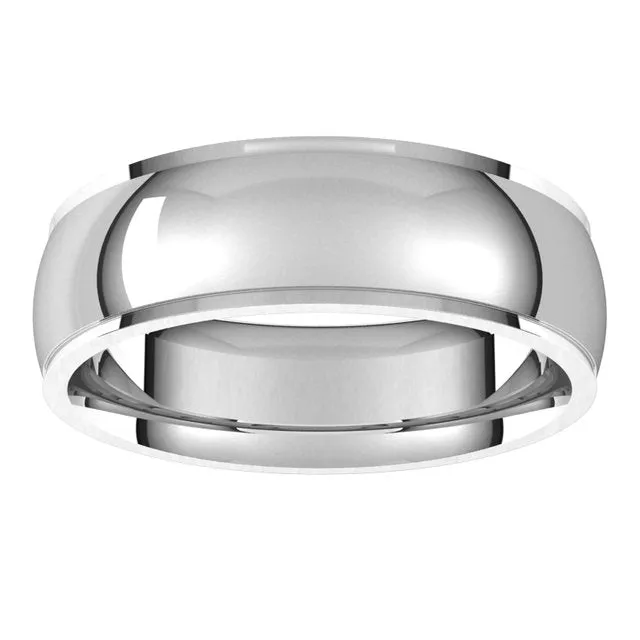 TreasureFineJewelers Rings Sterling Silver 6 mm Half Round Edge Comfort Fit Wedding Band