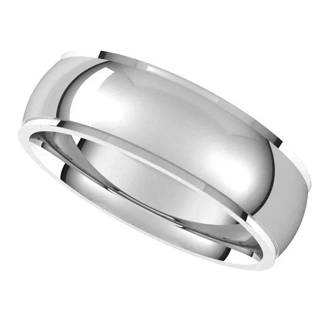 TreasureFineJewelers Rings Sterling Silver 6 mm Half Round Edge Comfort Fit Wedding Band