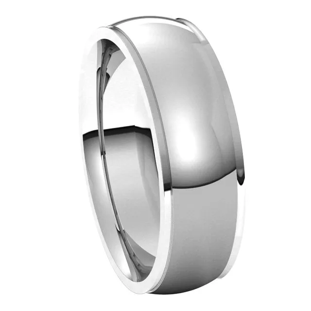 TreasureFineJewelers Rings Sterling Silver 6 mm Half Round Edge Comfort Fit Wedding Band