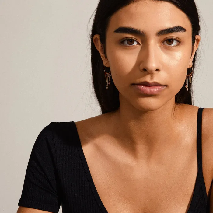 Earrings Peace Gold Plated Stone Hoops Pilgrim