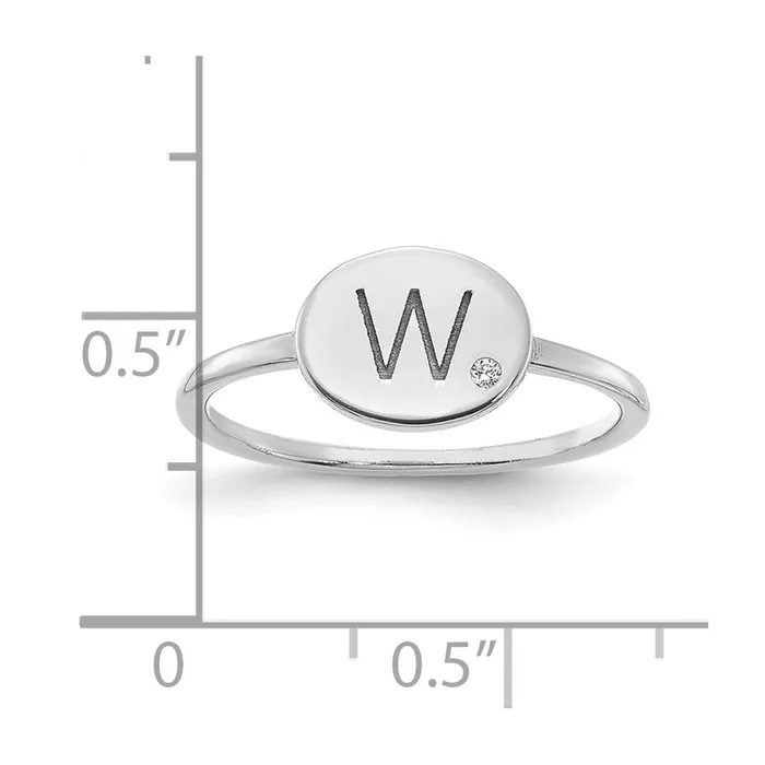 10KW Initial Oval with Diamond Signet RingWBC10XNR123W WB Choice Jewelry Rings 10KW Initial Oval with Diamond Signet RingWBC10XNR123W WB Choice Jewelry Rings