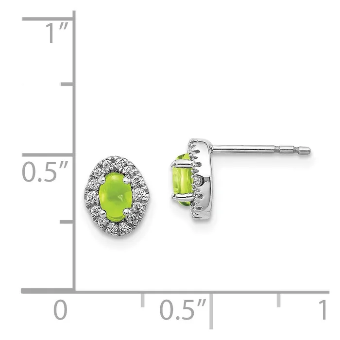 14k White Gold Diamond and Cabochon Peridot EarringsWBCEM4035PE016WA WB Choice Jewelry Earrings 14k White Gold Diamond and Cabochon Peridot EarringsWBCEM4035PE016WA WB Choice Jewelry Earrings