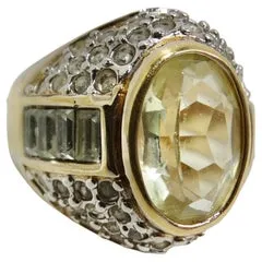 1980s Synthetic Citrine 18k Gold Plated Ring Vintage by Misty Rings