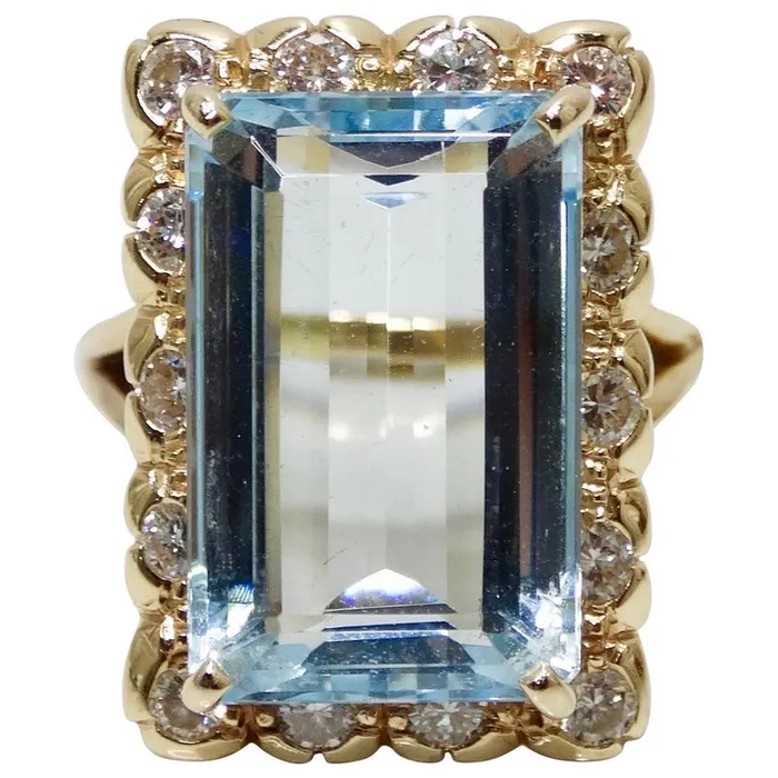Aquamarine Diamond Victorian Ring Vintage by Misty Rings