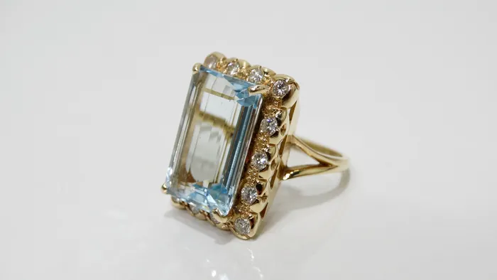 Aquamarine Diamond Victorian Ring Vintage by Misty Rings