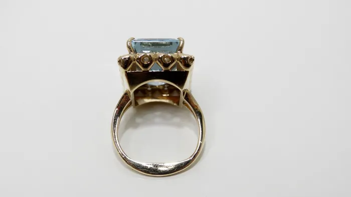 Aquamarine Diamond Victorian Ring Vintage by Misty Rings